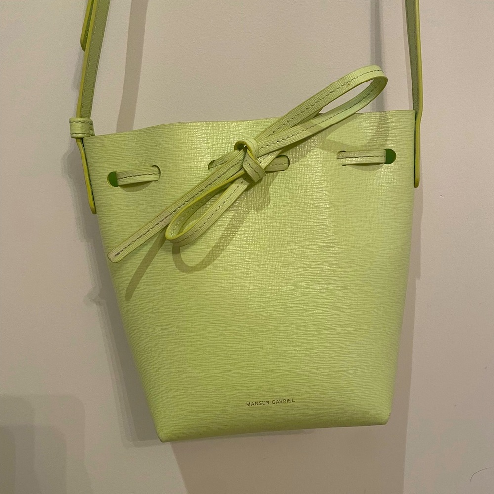 Mansur Gavriel mini bucket bag in green